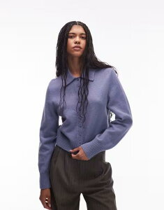 �A���h�A�U�[�X�g�[���[�Y ���f�B�[�X �A�E�^�[ �J�[�f�B�K�� �j�b�g & Other Stories knit cardigan with collar and button front in heathered Blue melange �u���[