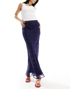 yz GC\X fB[X XJ[g {gX ASOS DESIGN chiffon bias maxi skirt in blue and red spot Blue/Red Spot Print
