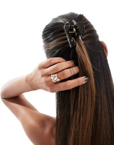 Lb` fB[X ANZT[ wAANZT[ Kitsch Plastic Medium Rhinestone Puffy Claw Clip 1 Pack- No Color ubN