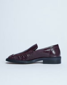 gbvVbv fB[X V[Y Xb|E[t@[ MU[ U[ [t@[ Topshop Clover premium real leather loafers with ruched details Burgundy o[KfB