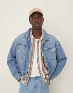 JoNC Y AE^[ WPbgEu] fj WPbg Calvin Klein Jeans relaxed denim jacket in mid wash Denim medium fj