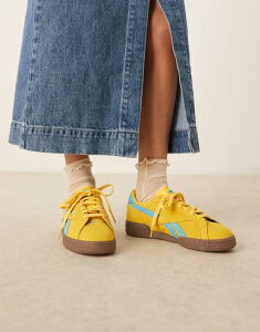 ���[�{�b�N ���f�B�[�X �V���[�Y �X�j�[�J�[ Reebok Club C Grounds UK sneakers in yellow and blue detail YELLOW �C�G���[