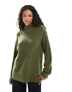 X[hxA fB[X AE^[ jbgEZ[^[ nClbN Z[^[ Threadbare high neck oversized sweater Khaki J[L