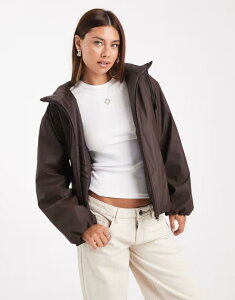 GC\X fB[X AE^[ WPbgEu] WPbg ASOS DESIGN rubberized hooded rainwear bomber jacket in chocolate Brown uE