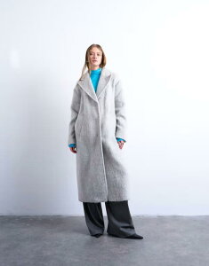�g�b�v�V���b�v ���f�B�[�X �A�E�^�[ �R�[�g �h���b�v�V�����_�[ �E�[�� Topshop brushed unlined drop shoulder clean throw-on coat with wool heather gray heather �O���[