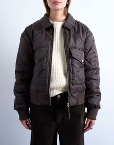 gbvVbv fB[X AE^[ WPbgEu] Nbvh WPbg Topshop collared liner cropped bomber jacket in chocolate chocolate `R[g