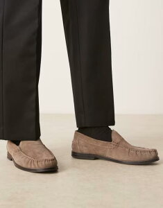 GC\X Y V[Y Xb|E[t@[ XG[h [t@[ ASOS DESIGN penny loafers in stone suede with ruching Taupe g[v