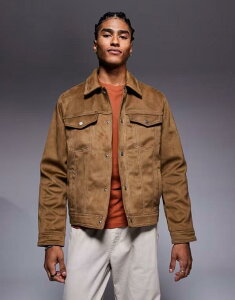 o[ACh Y AE^[ WPbgEu] XG[h WPbg River Island suedette western jacket in tan BROWN uE