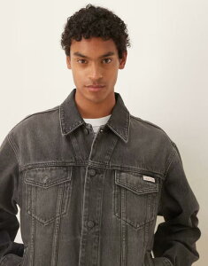 JoNC Y AE^[ R[g WPbg Calvin Klein Jeans 90's icon 94 trucker jacket in washed Black fog ubN