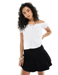 ~XZttbW fB[X gbvX Vc [Xg uEX [X W[W[ Miss Selfridge boho lace trim jersey blouse white zCg