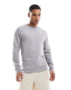 �G�C�\�X �����Y �g�b�v�X T�V���c �N���[�l�b�N �V���c ASOS DESIGN essentials crew neck long sleeve T-shirt ULTIMATE GRAY �O���[