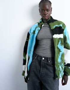 gbvVbv fB[X AE^[ WPbgEu] vg t[X WPbg Topshop abstract trend printed borg fleece jacket in multi multi }`J[