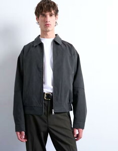 gbv} Y AE^[ R[g XG[h WPbg Topman suede effect jacket in washed Washed Charcoal `R[