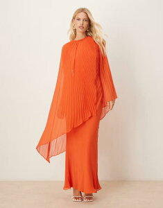 �G�C�\�X ���f�B�[�X �g�b�v�X �����s�[�X �}�L�V�����s�[�X �v���[�c �}�L�V ASOS DESIGN exaggerated pleated sleeve bias maxi dress in orange�I�����W