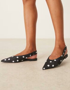 �G�C�\�X ���f�B�[�X �V���[�Y �p���v�X �h�b�g�� �h�b�g ASOS DESIGN Linford slingback ballet flats in polka dot Polka dot �h�b�g