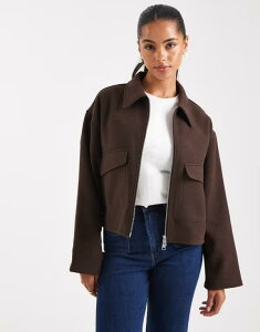 GC\X fB[X AE^[ R[g WPbg ASOS DESIGN clean formal bomber jacket in chocolate Chocolate `R[g