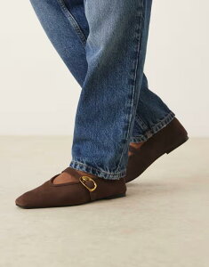 �G�C�\�X ���f�B�[�X �V���[�Y �p���v�X �X�G�[�h ASOS DESIGN Lava premium chisel toe mary jane ballet flats in chocolate suede CHOCOLATE SUEDE �`���R���[�g