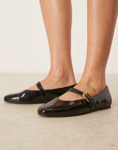�G�C�\�X ���f�B�[�X �V���[�Y �p���v�X ASOS DESIGN Leah mary jane ballet flats patent BLACK PATENT �u���b�N