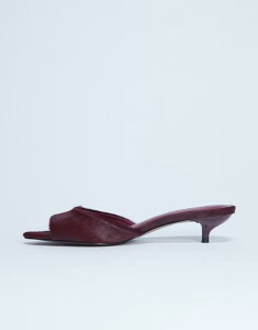 �g�b�v�V���b�v ���f�B�[�X �V���[�Y �T���_�� ���U�[ �q�[�� Topshop Alba real leather peep toe kitten heel mules pony Red pony ���b�h