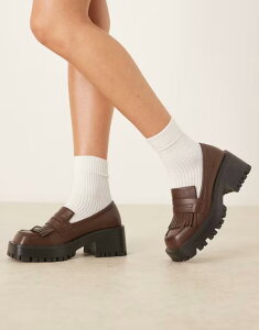 ���C�h ���f�B�[�X �V���[�Y �X���b�|���E���[�t�@�[ ���[�t�@�[ RAID Vamika chunky loafers Brown pu �u���E��