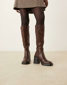 ���C�h ���f�B�[�X �V���[�Y �u�[�c�E���C���u�[�c �q�[�� RAID Adilah block heel knee boots Brown pu �u���E��