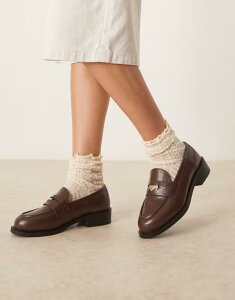 ���C�h ���f�B�[�X �V���[�Y �X���b�|���E���[�t�@�[ ���[�t�@�[ RAID Nonnie penny loafers Brown pu �u���E��
