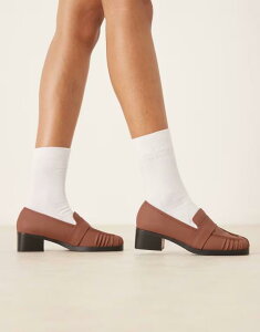 Ch fB[X V[Y Xb|E[t@[ [t@[ RAID Aarvi square toe loafers Brown pu uE