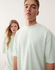 �R���[�W���� ���f�B�[�X �g�b�v�X T�V���c �v�����g �V���c COLLUSION Unisex t-shirt with pink back print GREEN �O���[��