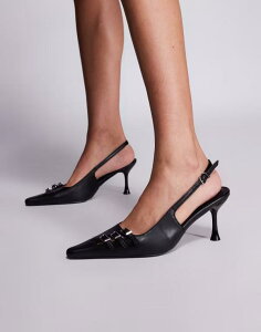 pubNfUCA fB[X V[Y q[ Public Desire Devoted slingback heeled shoes with buckle detailing Black ubN