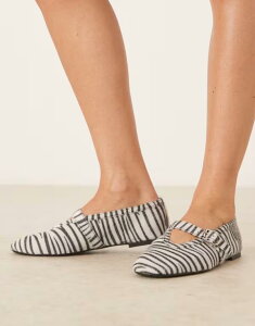 �O���}���X ���f�B�[�X �V���[�Y �p���v�X �v�����g Glamorous ballet flats with buckle straps in zebra print ZEBRA FAUX PONY �A�j�}��