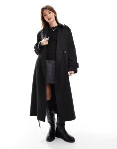 �G�C�\�X ���f�B�[�X �A�E�^�[ �R�[�g ASOS DESIGN longline trench coat Black �u���b�N