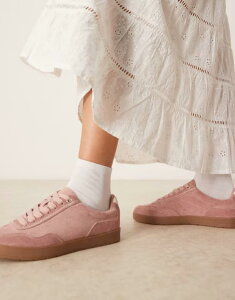 GC\X fB[X V[Y Xj[J[ XG[h [X ASOS DESIGN Deuce lace up sneakers suedette Pink suedette sN