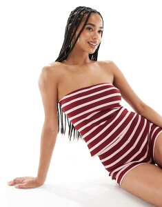 �G�C�\�X ���f�B�[�X �g�b�v�X �x�X�g ASOS DESIGN striped bandeau top - part of a set PINK �s���N