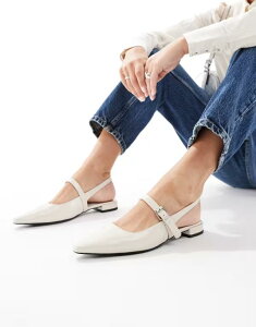 �����h�����x�� ���f�B�[�X �V���[�Y �p���v�X London Rebel Luna slingback pointed toe flats in ecru ECRU PU �G�N����