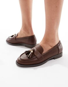 �����h�����x�� ���f�B�[�X �V���[�Y �X���b�|���E���[�t�@�[ ���[�t�@�[ London Rebel Amelia tassel penny loafers Brown pu �u���E��