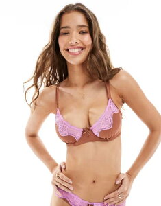 �R�b�g���I�� ���f�B�[�X �A���_�[�E�F�A �u���W���[ ���[�X Cotton On sabrina underwire lace bra in caramel crush CARAMEL CRUSH