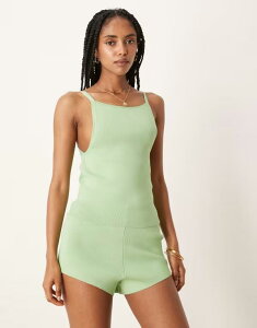 �G�C�\�X ���f�B�[�X �g�b�v�X �^���N�g�b�v �j�b�g ASOS DESIGN structured knit cami top - part of a set Green �O���[��
