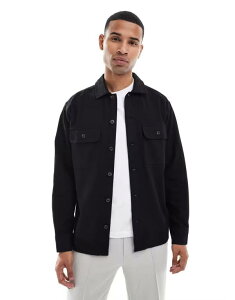 �W���b�N �A���h �W���[���Y �����Y �g�b�v�X �V���c Jack & Jones brushed overshirt Black �u���b�N