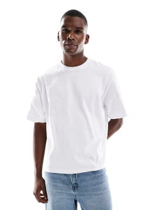 �W���b�N �A���h �W���[���Y �����Y �g�b�v�X T�V���c �N���b�v�h Jack & Jones oversized cropped t-shirt Bright White �z���C�g