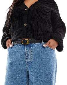 �G�C�\�X ���f�B�[�X �A�N�Z�T���[ �x���g ASOS Curve ASOS DESIGN Curve waist and hip belt with square buckle Black �u���b�N