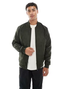 I[AhTY Y AE^[ WPbgEu] XG[h WPbg ONLY & SONS faux suede bomber jacket in dark Rosin O[