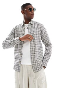 �I�����[�A���h�T���Y �����Y �g�b�v�X �V���c ONLY & SONS small plaid shirt in cream Egret �N���[��
