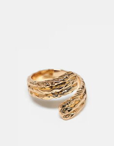 �G�C�\�X ���f�B�[�X �A�N�Z�T���[ �����O ASOS DESIGN wrap around ring with molten texture tone GOLD �S�[���h
