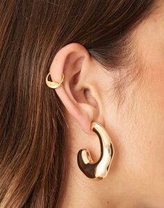 GC\X fB[X ANZT[ sAXECO ASOS DESIGN hoop earrings with chunky bubble design tone GOLD S[h