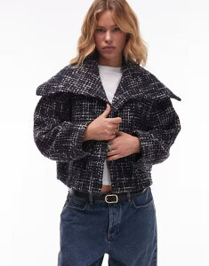 AhAU[Xg[[Y fB[X AE^[ WPbgEu] WPbg & Other Stories jacquard jacket with statement collar in off Off Black ubN