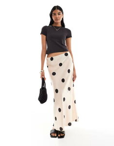 �G�C�\�X ���f�B�[�X �{�g���X �X�J�[�g �h�b�g�� ���[���C�Y �h�b�g �T�e�� �}�L�V ASOS DESIGN low rise satin maxi skirt in polka dot Polka dot �h�b�g