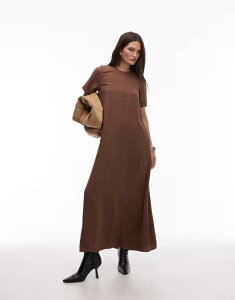 �G�C�\�X ���f�B�[�X �g�b�v�X �����s�[�X �V���c�����s�[�X T�V���c ASOS DESIGN modal trapeze t-shirt dress Chocolate �`���R���[�g
