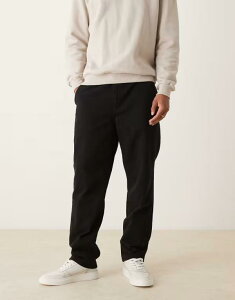 �G�C�\�X �����Y �{�g���X �J�W���A���p���c �X�g���[�g ASOS DESIGN straight leg pull on chinos Black �u���b�N
