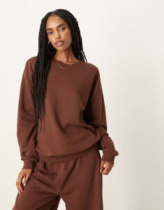 �G�C�\�X ���f�B�[�X �A�E�^�[ �p�[�J�[�E�X�E�F�b�g �X�E�F�b�g �V���c ASOS DESIGN oversized sweatshirt fabric top - part of a set BROWN �u���E��