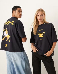 GC\X fB[X gbvX TVc Vc WASHED BLACK ASOS DESIGN Pokemon unisex boxy oversized T-shirt with Jolteon print in washed black